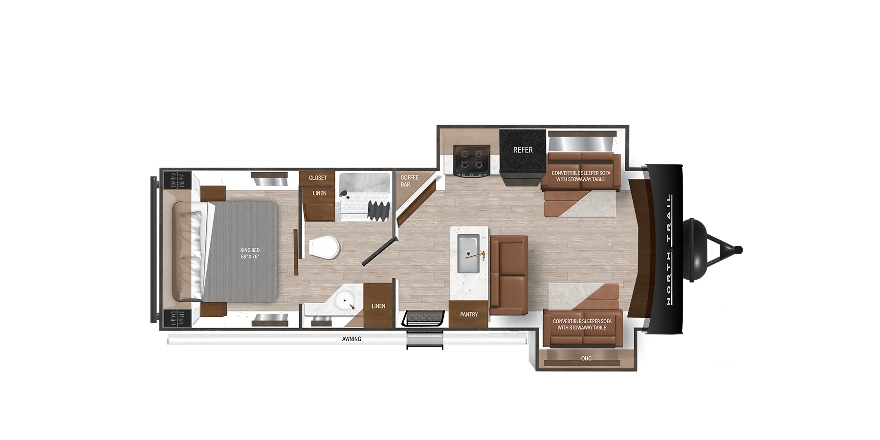 Heartland North Trail Ultra-Lite Travel Trailer 29FLR floor plan