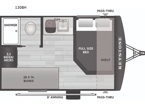 2026 Keystone Hideout Mini 130BH floor plan