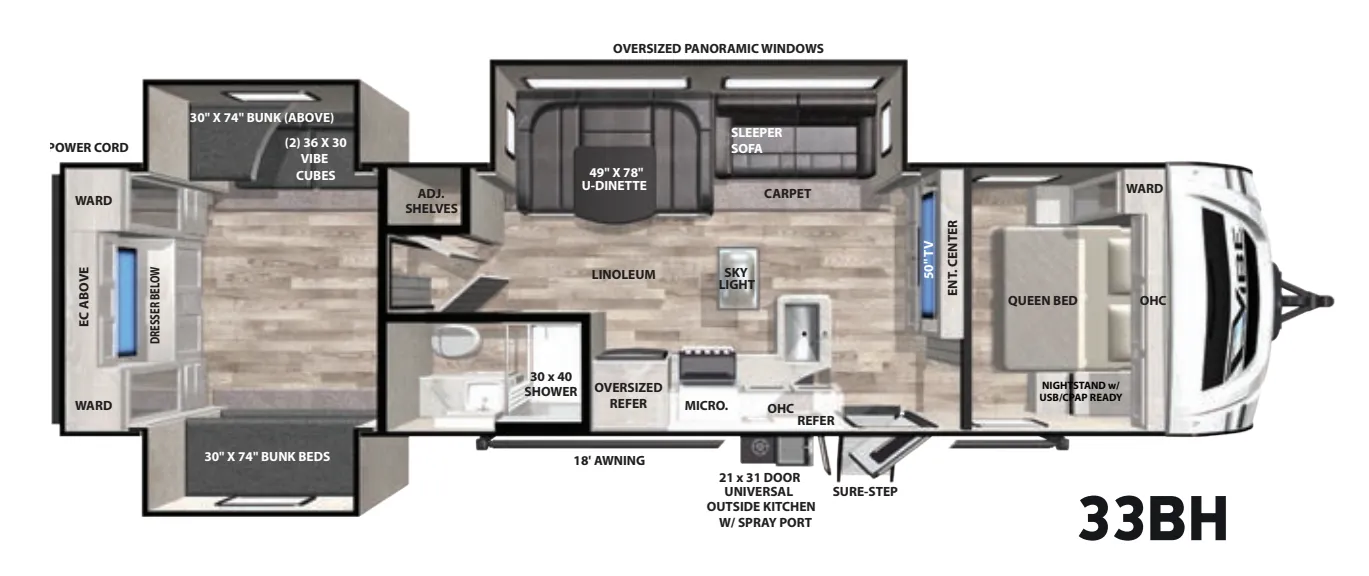Forest River Vibe 33BH floor plan