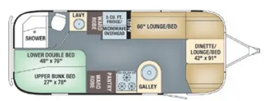 Airstream Flying Cloud 23CBB BUNK floor plan