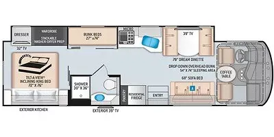 2022 Thor Motor Coach Miramar 34.6 floor plan