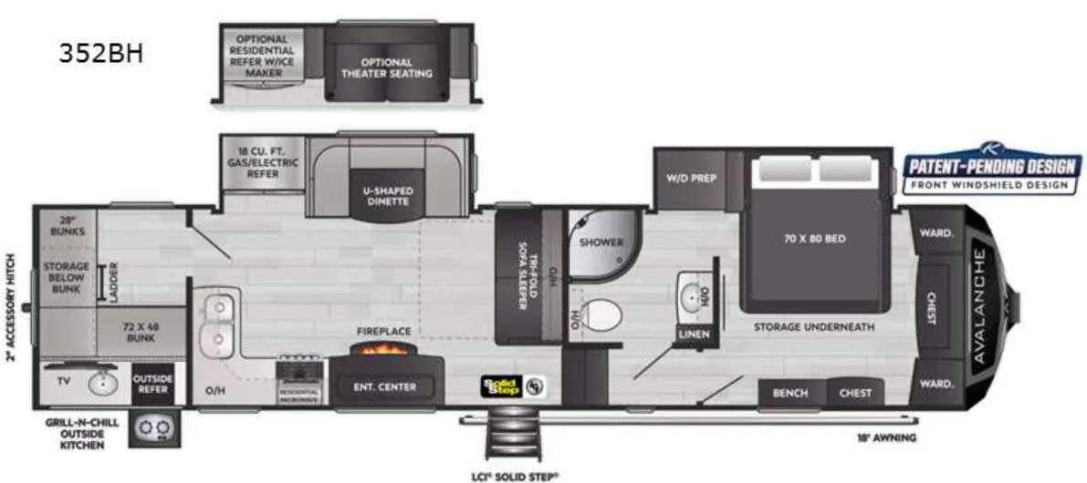 Keystone Alpine Avalanche Edition 352BH floor plan