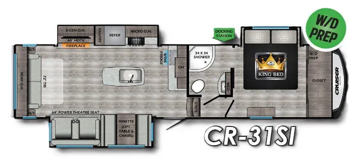 2021 CrossRoads Cruiser Aire CR31SI - Floor plan
