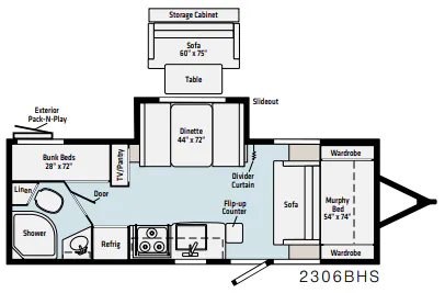 2022 Winnebago Micro Minnie 2306BHS - Floor plan