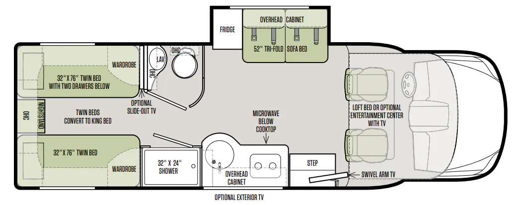 2019 Tiffin Wayfarer 24 TW - Floor plan