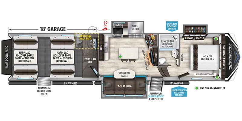 2021 Grand Design Momentum 398M - Floor plan