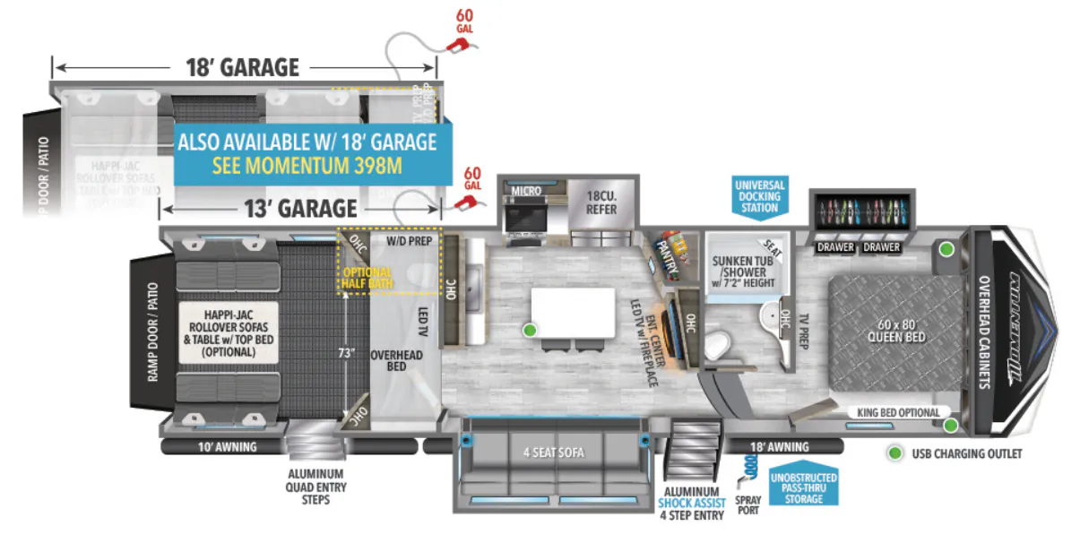 Grand Design Momentum M-Class 349M floor plan