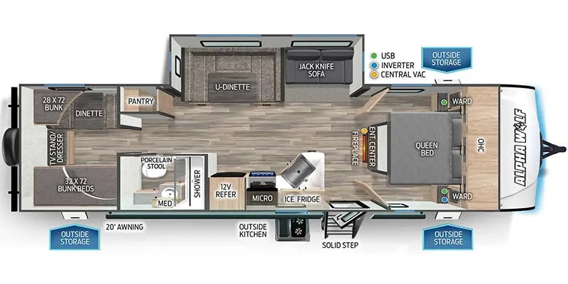 Forest River Cherokee Alpha Wolf 280QBS floor plan