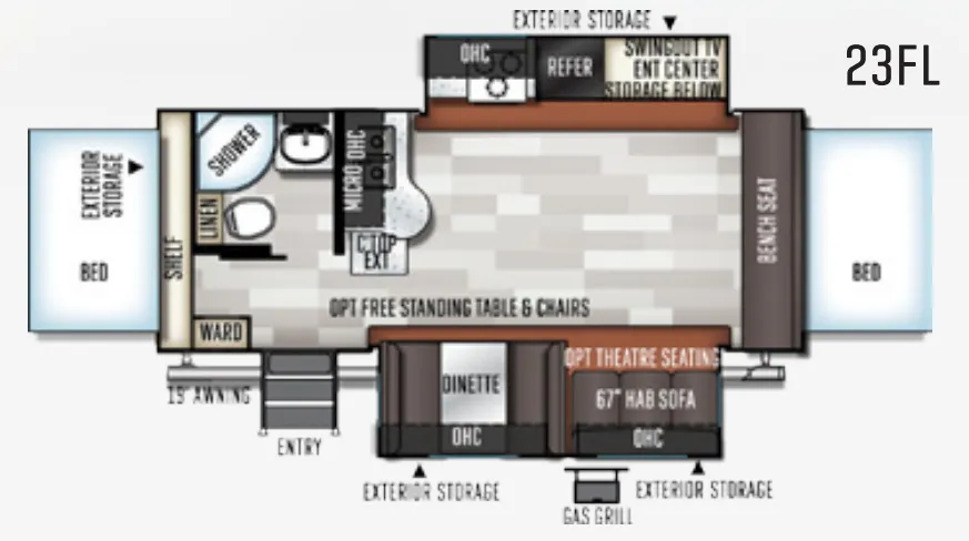 Forest River Rockwood Roo 23FL floor plan