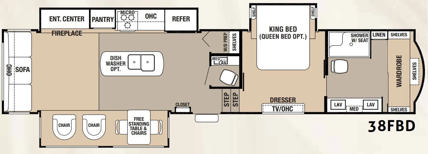 Forest River Cedar Creek Hathaway Edition 38FBD floor plan