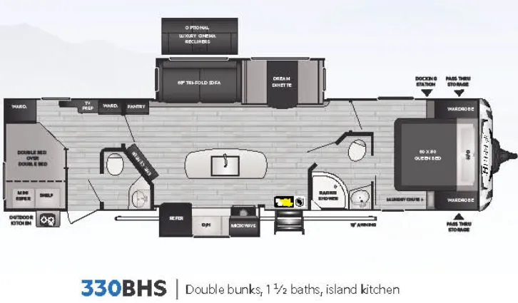 2021 Keystone Bullet 330BHS - Floor plan