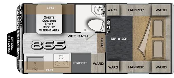 2025 Northwood Arctic Fox Camper 865 - Floor plan