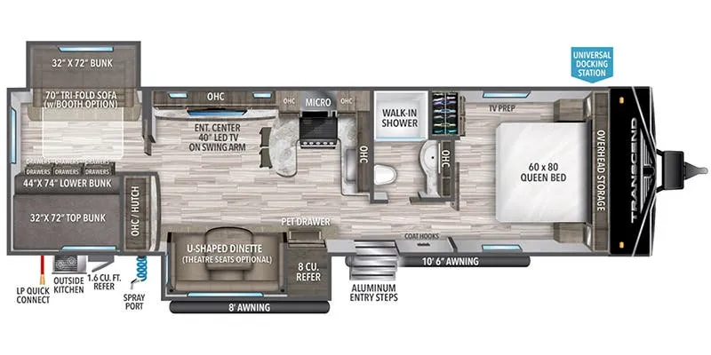 2024 Grand Design Transcend 315BH - Floor plan