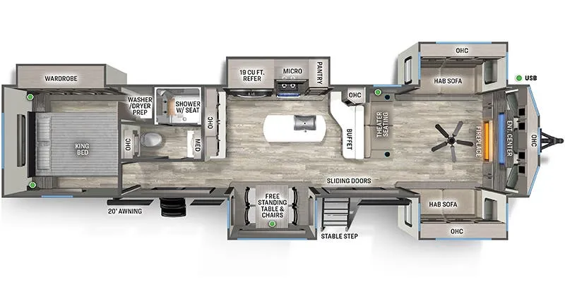 Forest River Sandpiper Destination 420FL floor plan