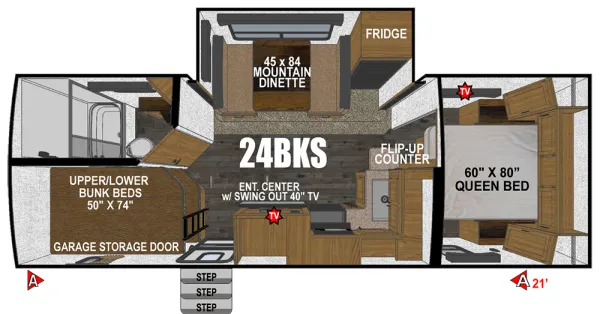 Outdoors RV Timber Ridge Titanium Series 24BKS floor plan