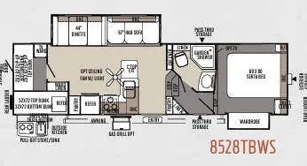 Forest River Flagstaff Classic Super Lite 8528TBWS floor plan