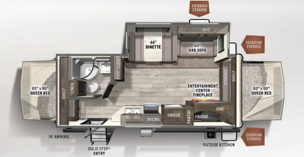 2022 Forest River Rockwood Roo 235S - Floor plan