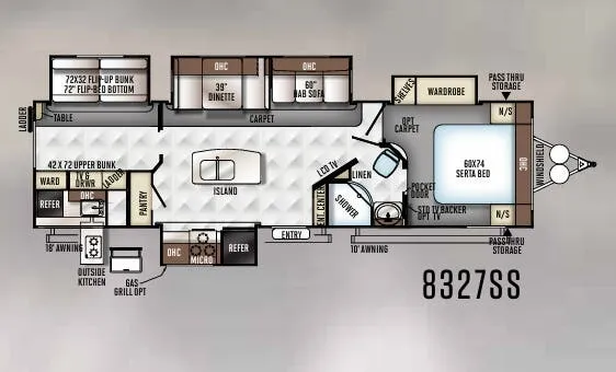 Forest River Rockwood Signature Ultra Lite 8327SS floor plan