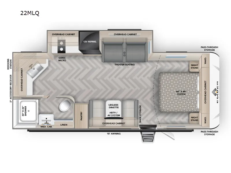 2024 Ember RV E-Series 22MLQ - Floor plan