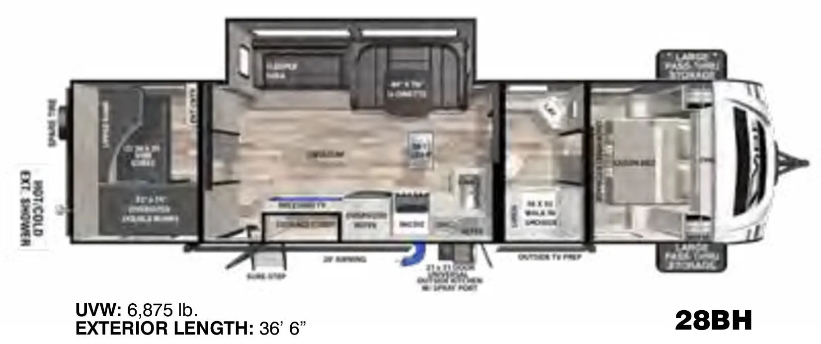2022 Forest River Vibe 28BH - Floor plan