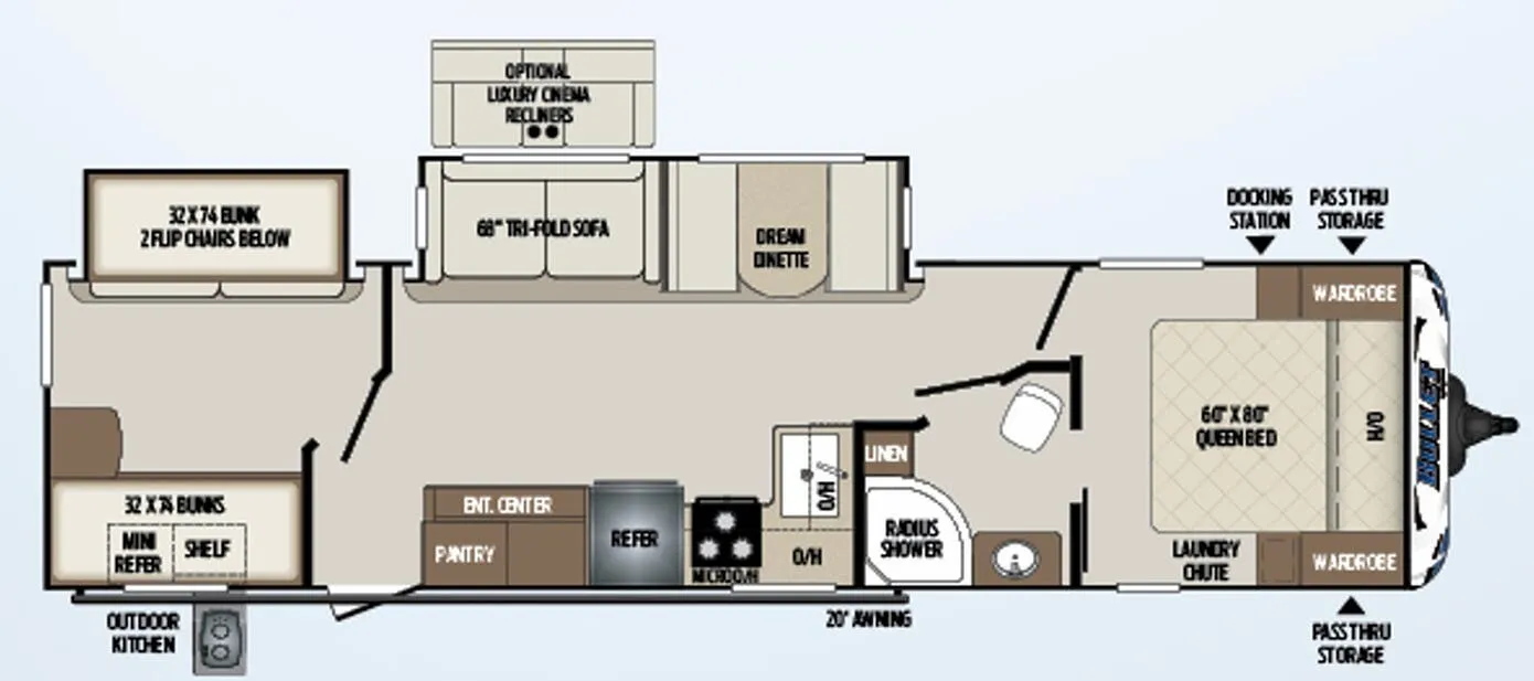 Keystone Bullet 331BHS floor plan