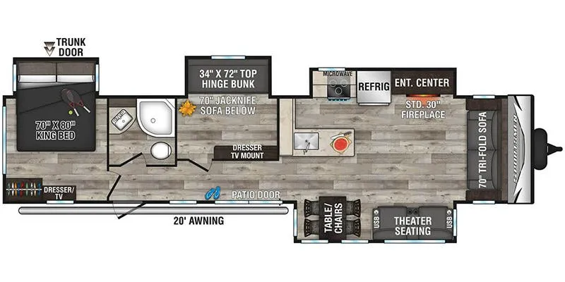 K-Z Sportsmen Destination 364BH floor plan