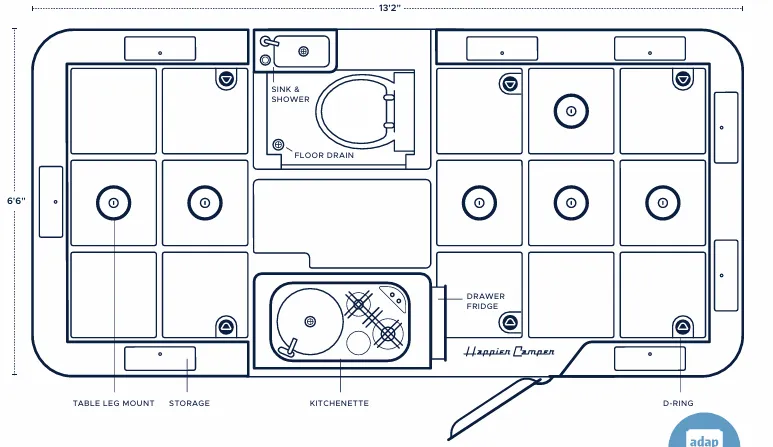 Happier Camper Traveler ADVENTURE floor plan