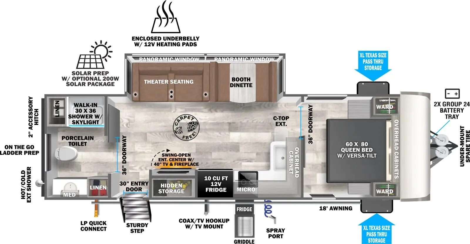 Forest River Wildwood Heritage Glen Hyper-Lyte 25RBHL floor plan