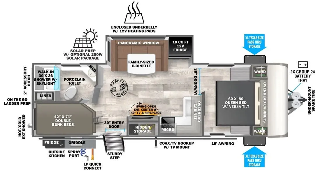 Forest River Salem Hemisphere Hyper-Lyte 23BHHL floor plan