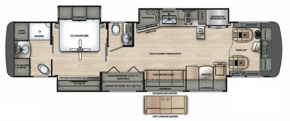 Forest River Berkshire XL 40C floor plan