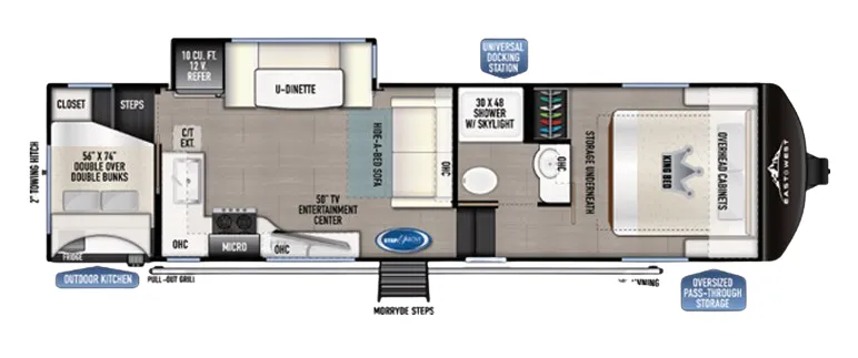 2024 East to West Blackthorn 27BH-OK - Floor plan