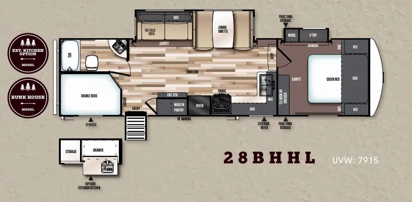 Forest River Wildwood Heritage Glen Hyper-Lyte 28BHHL floor plan