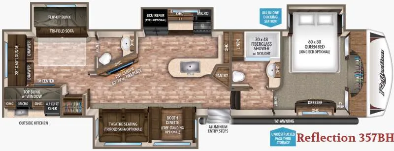 2017 Grand Design Reflection 357BHS - Floor plan