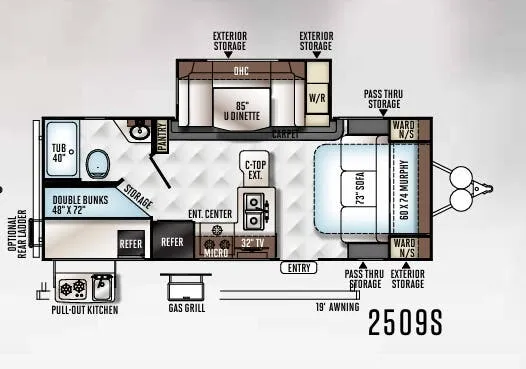 Forest River Rockwood Mini Lite 2509S floor plan
