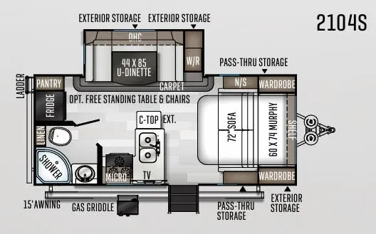 Forest River Rockwood Mini Lite 2104S floor plan