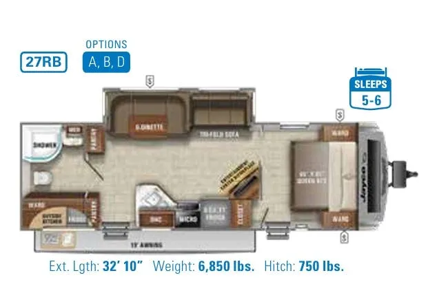 Jayco White Hawk 27RB floor plan
