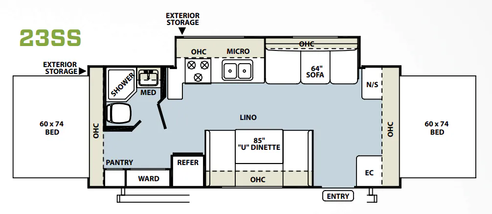 Forest River Rockwood Roo 23SS floor plan