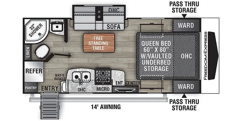 2023 Coachmen Freedom Express Ultra Lite 192RBS floor plan