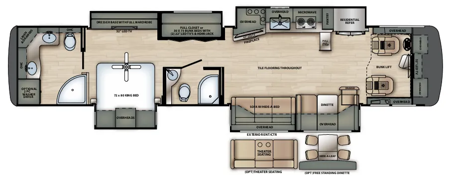 Forest River Berkshire XLT 45A floor plan