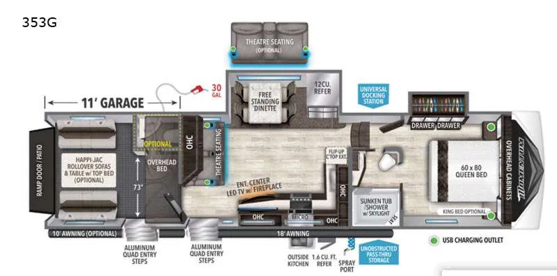 2021 Grand Design Momentum G-Class 353G - Floor plan