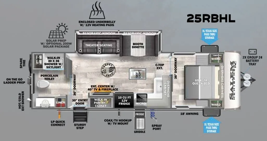 Forest River Salem Hemisphere Hyper-Lyte 25RBHL floor plan