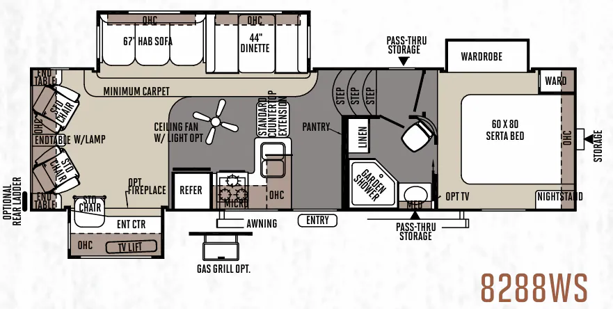 Forest River Rockwood Signature Ultra Lite 8288WS floor plan