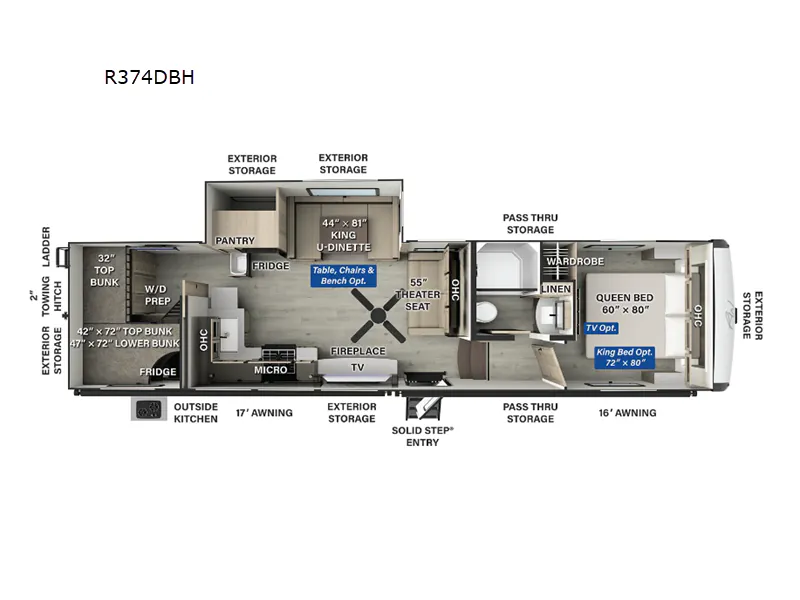 2025 Forest River Rockwood Signature R374DBH - Floor plan