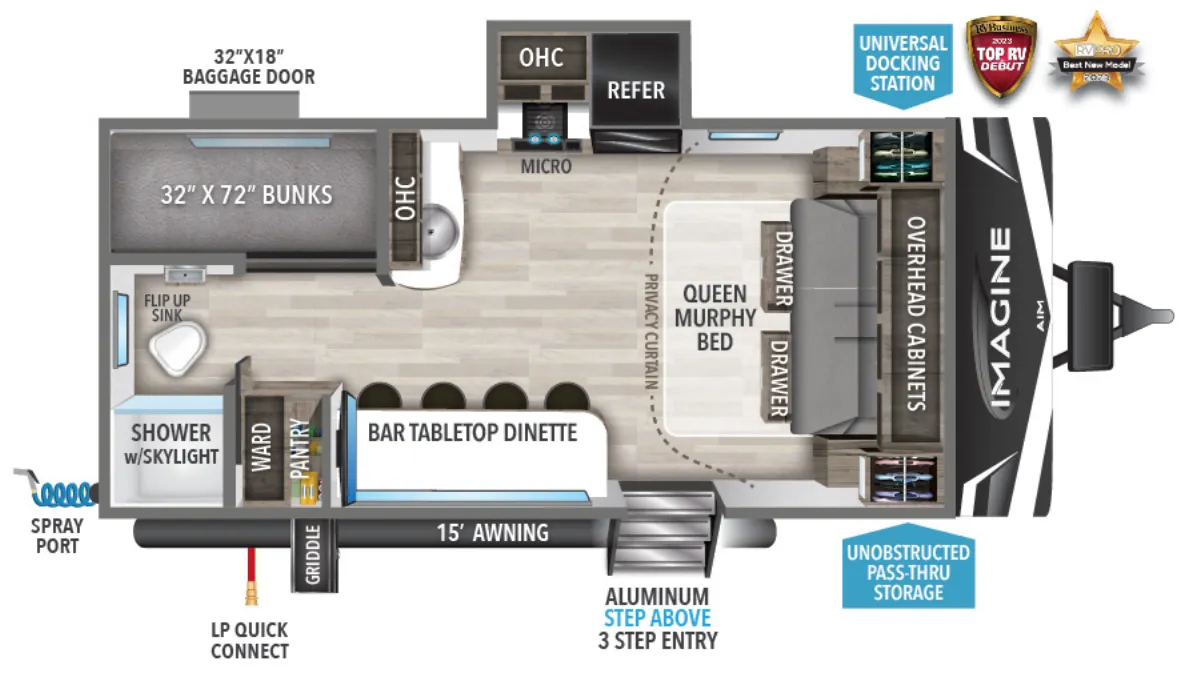 2023 Grand Design Imagine AIM 18BH - Floor plan