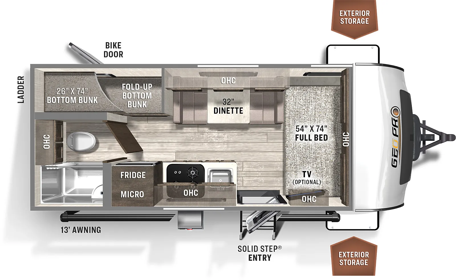 2021 Forest River Rockwood Geo Pro G19BH - Floor plan