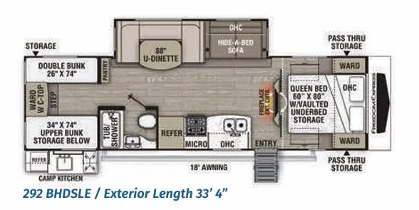 Coachmen Freedom Express Maple Leaf Edition 292 BHDSLE floor plan