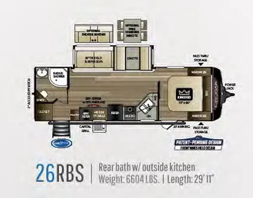 2018 Keystone RV Cougar Half-Ton Series 26RBS - Floor plan