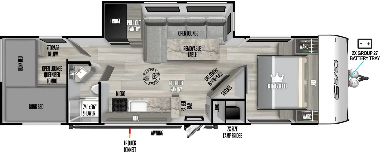 Forest River EVO 28BH floor plan