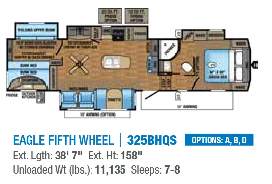 Jayco Eagle 325BHQS floor plan
