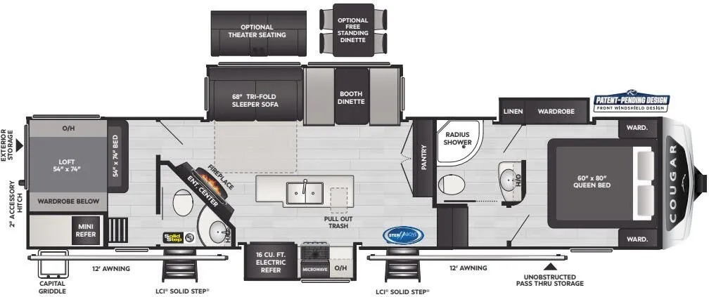 Keystone Cougar 364BHL floor plan